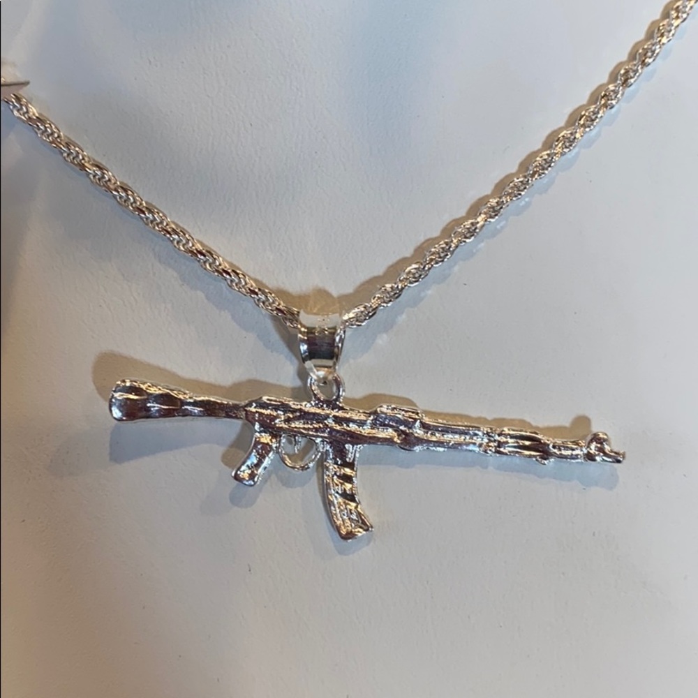 Sterling silver AK 47 machine Gun pendant